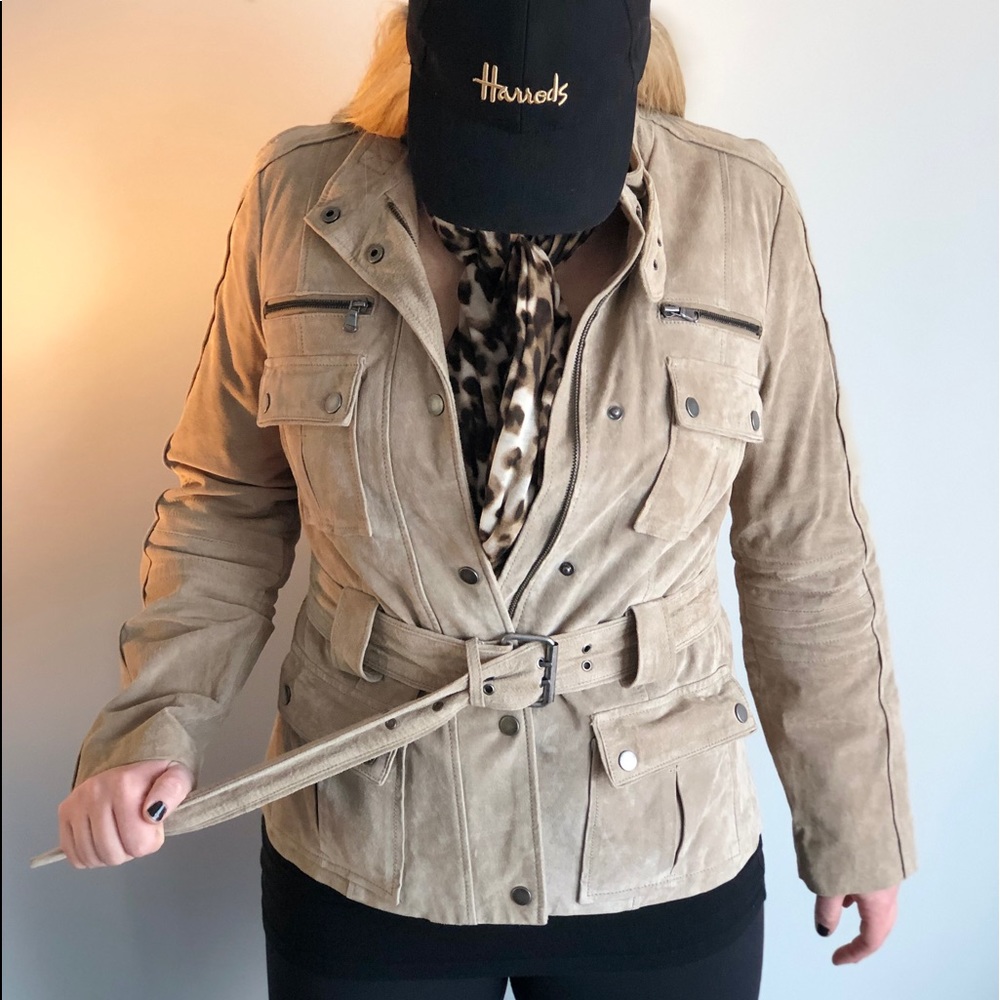 Zara Beige Safari brushed leather jacket - Picture 2 of 5